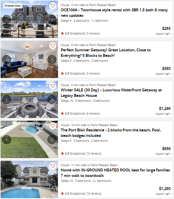 Top Vacation Rentals In Or Near Point Pleasant Beach